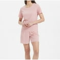 thumbnail image 3 of biudgviw Plus Size Outfits for Women Lounge Wide Leg Shorts Soft Stretch Short Sleeve Crewneck Tops Pajama Sets, 3 of 4
