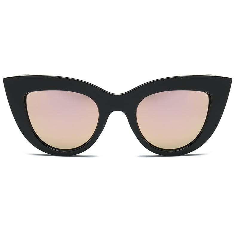 Ladies Classic Retro Cat Eye Sunglasses Women's VTG Rockabilly Frame Black 90's 