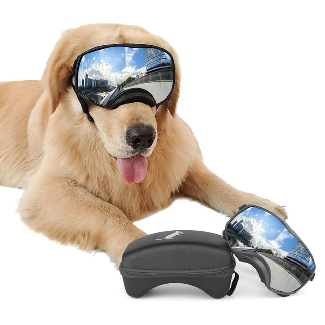 Gafas para Perro NAMSAN para Perros Grandes, Gafas de Sol Anti-UV Plateadas
