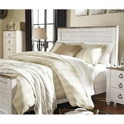 Ashley Furniture Willowton Queen Panel Bed with Footboard and Headboard, Whitewash