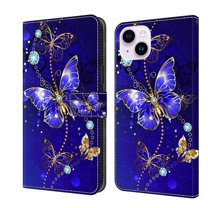 Feishell for iPhone 14 6.1 inch Slim Wallet Case with Fashion Colorful Pattern Painted,Luxury PU Leather Magnetic Flip Stand Card Slots Pocket Phone Case,Diamond Butterflies