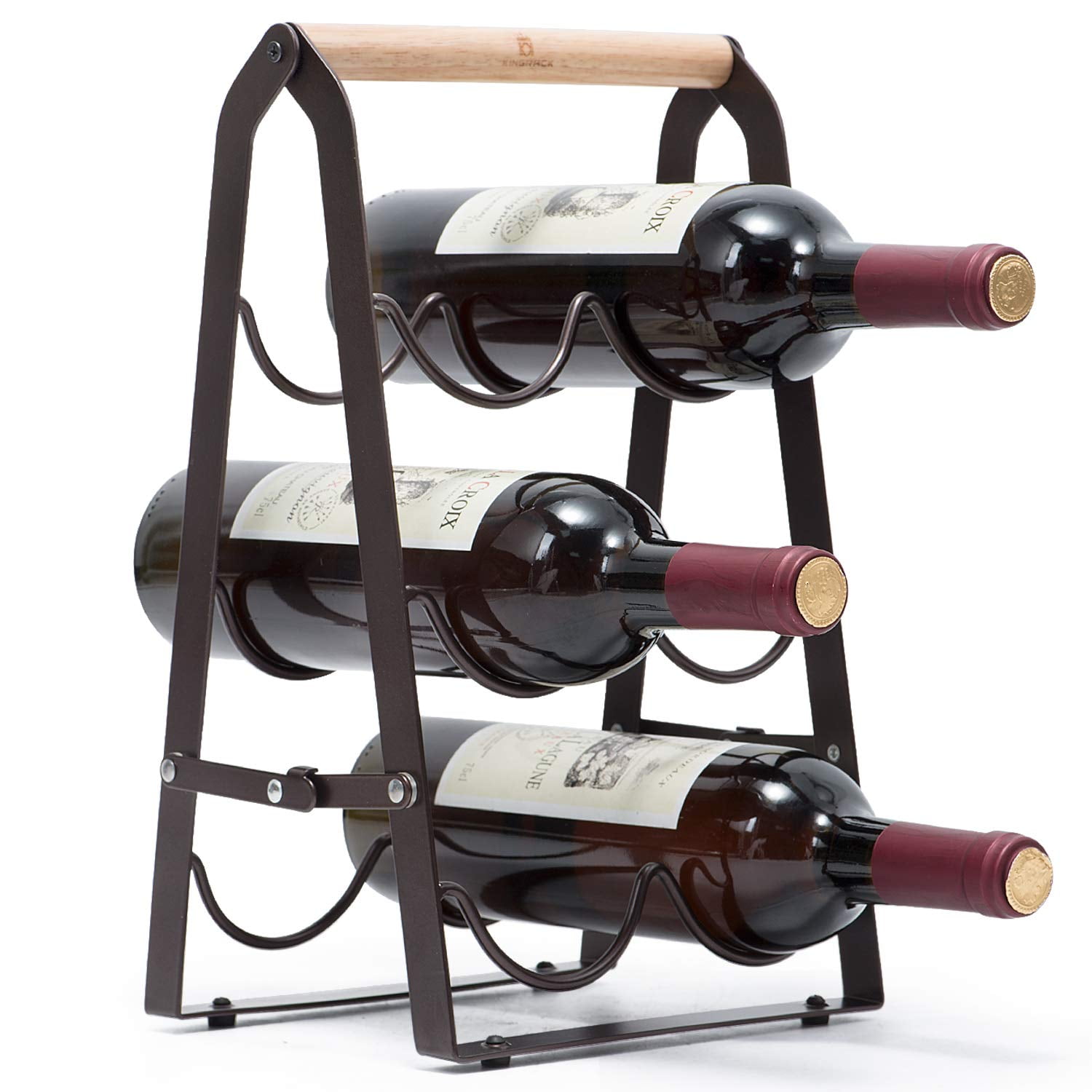 Wood Tabletop Wine Rack Metal Wine Bottle and Glass Display Shelves for Home Decor Holds 4 Wine Bottles and 4 Wine Glasses Hipiwe Countertop Wine Rack with Glass Holder 