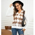thumbnail image 3 of McVanedy Women's Long Sleeve Button Down V Neck Argyle Knit Cardigan Sweater S-XL, 3 of 6
