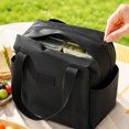 thumbnail image 5 of Large Capacity Oxford Zip Tote Lunch Bag, Black 10X10X6 Inch, Cooler Lunch Bag, Black Tote Bag, Insulated Lunch Tote, Multi-Functional Leakproof Container for Picnic, Office Lunch, 5 of 7