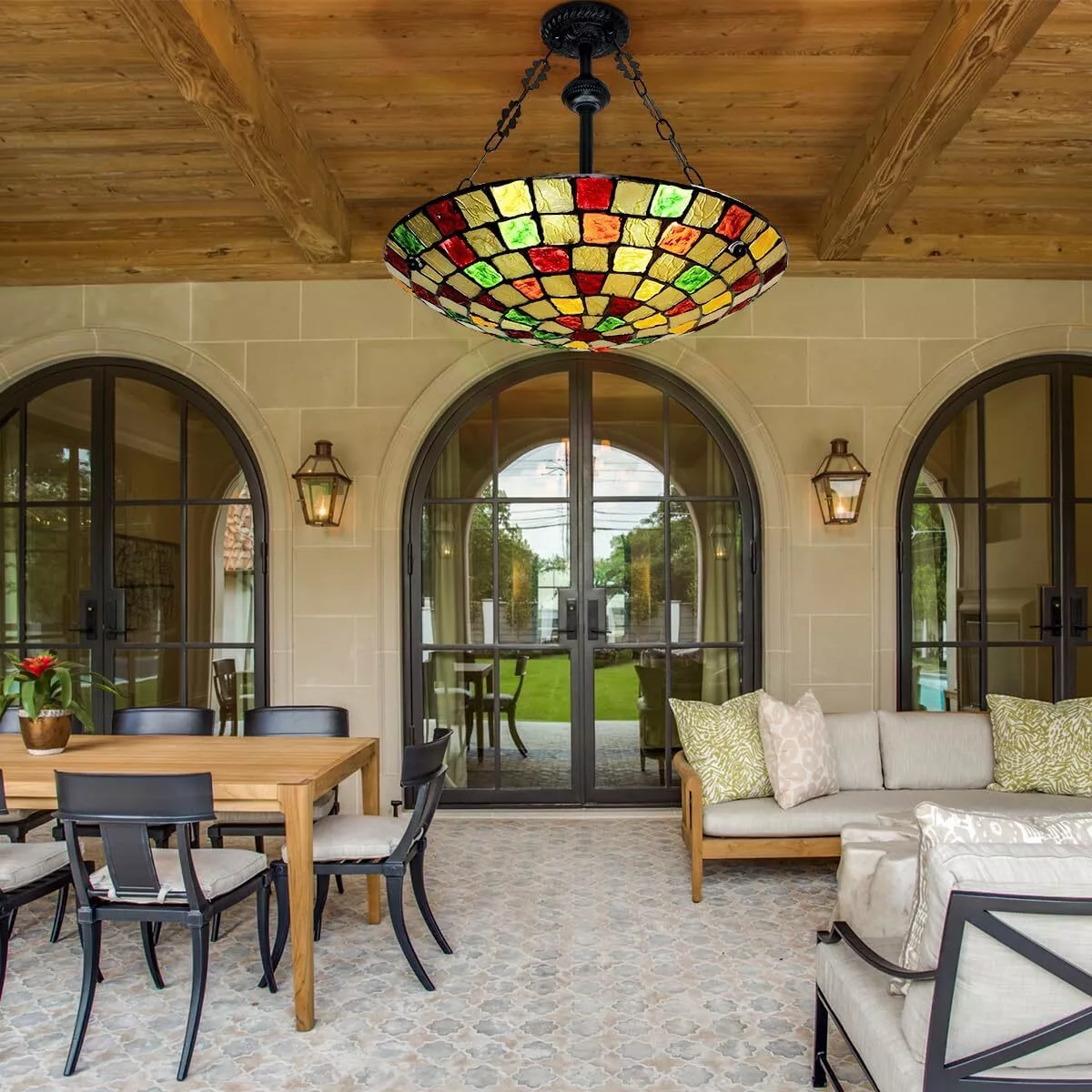 More Change 20" Tiffany Vintage Chandeliers Ceiling Lights 5-Light Hanging Pendant Fixtures