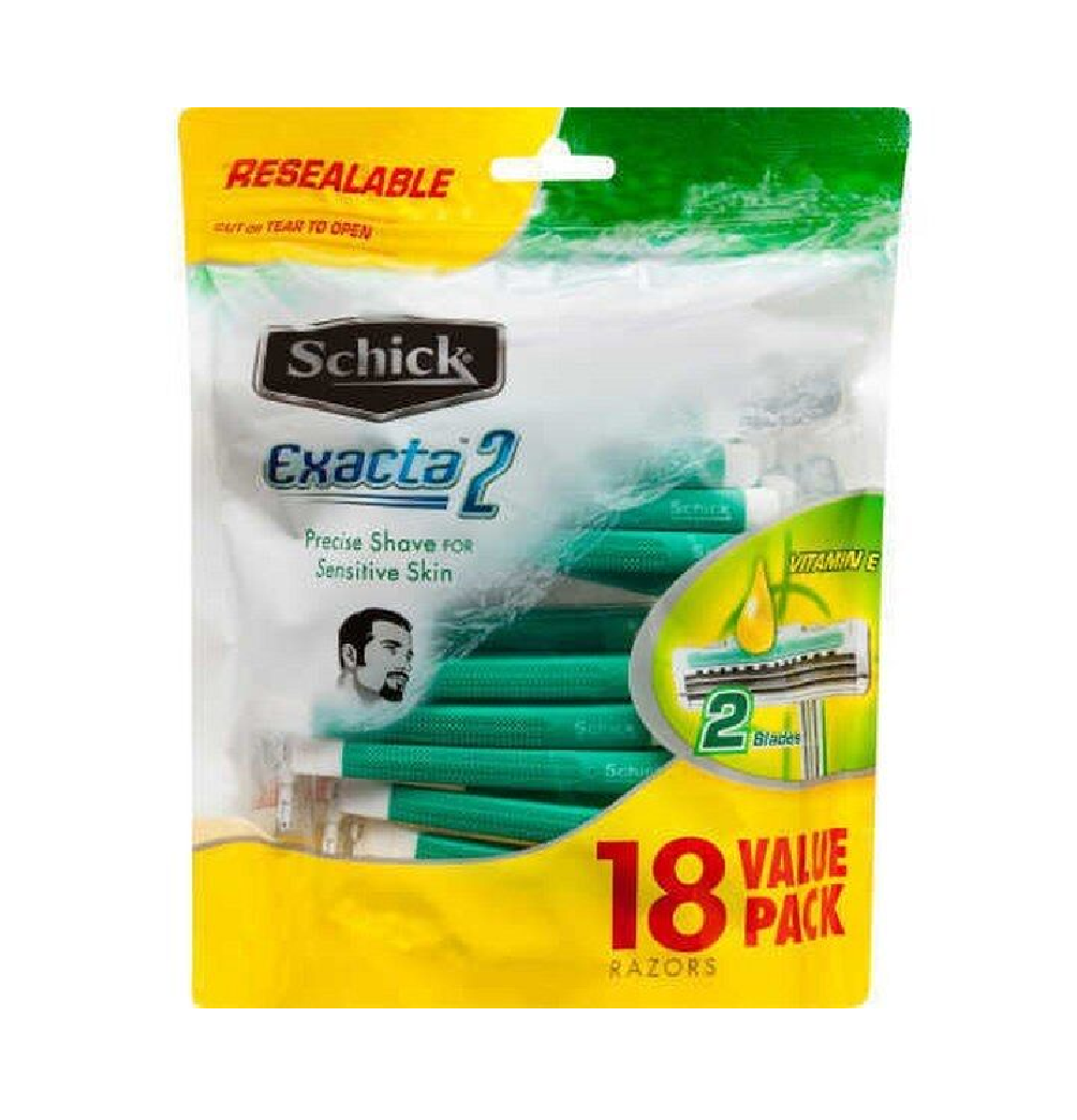 (6 pack) Schick Exacta 2 Sensitive Disposable Razors, 18 ct