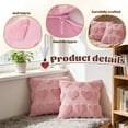 thumbnail image 5 of Valentines Pillow Covers Heart Pillowcase for Couch Home Soft Plush Faux Fur Pillow Cases for Sofa Living Room 18" x 18" 2Pcs Design 2 Pink, 5 of 6