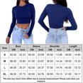 thumbnail image 2 of Camiseta Top de manga larga expuesto al ombligo, corte ajustado, Top básico liso para mujer, atuendo informal diario Cgtredaw Azul T L para Mujer, 2 of 6