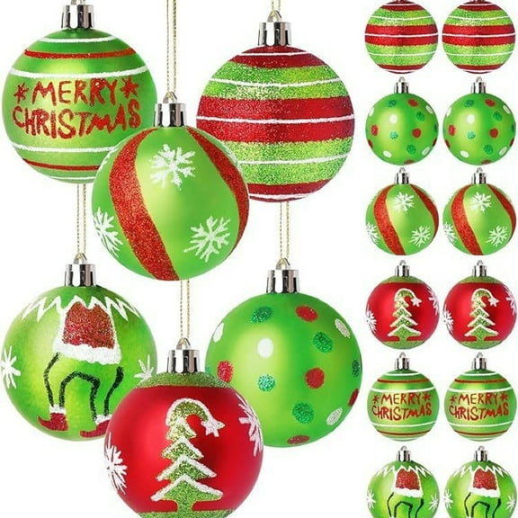 12 Pcs 2.36Inch Christmas Ball Ornaments for Tree,Red and Green Glittering Hanging Bulbs Pendants for Christmas Tree Decorations, Red Green Christmas Baubles for Home Indoor Holiday Party Decor