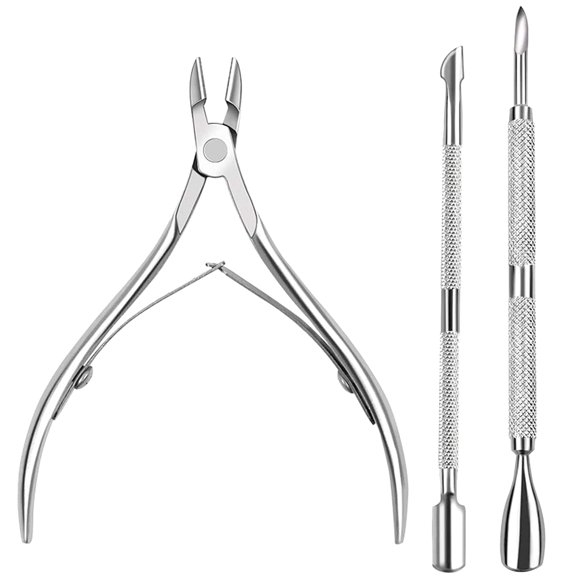 Ealicere 3 Piece Nail Cuticle Care Kit,Cuticle Trimmer with Cuticle Pusher,Cuticle Cutter Nipper Clipper Dead Skin Remover Scissor,Durable Pedicure Manicure Tools for Fingernails and Toenails