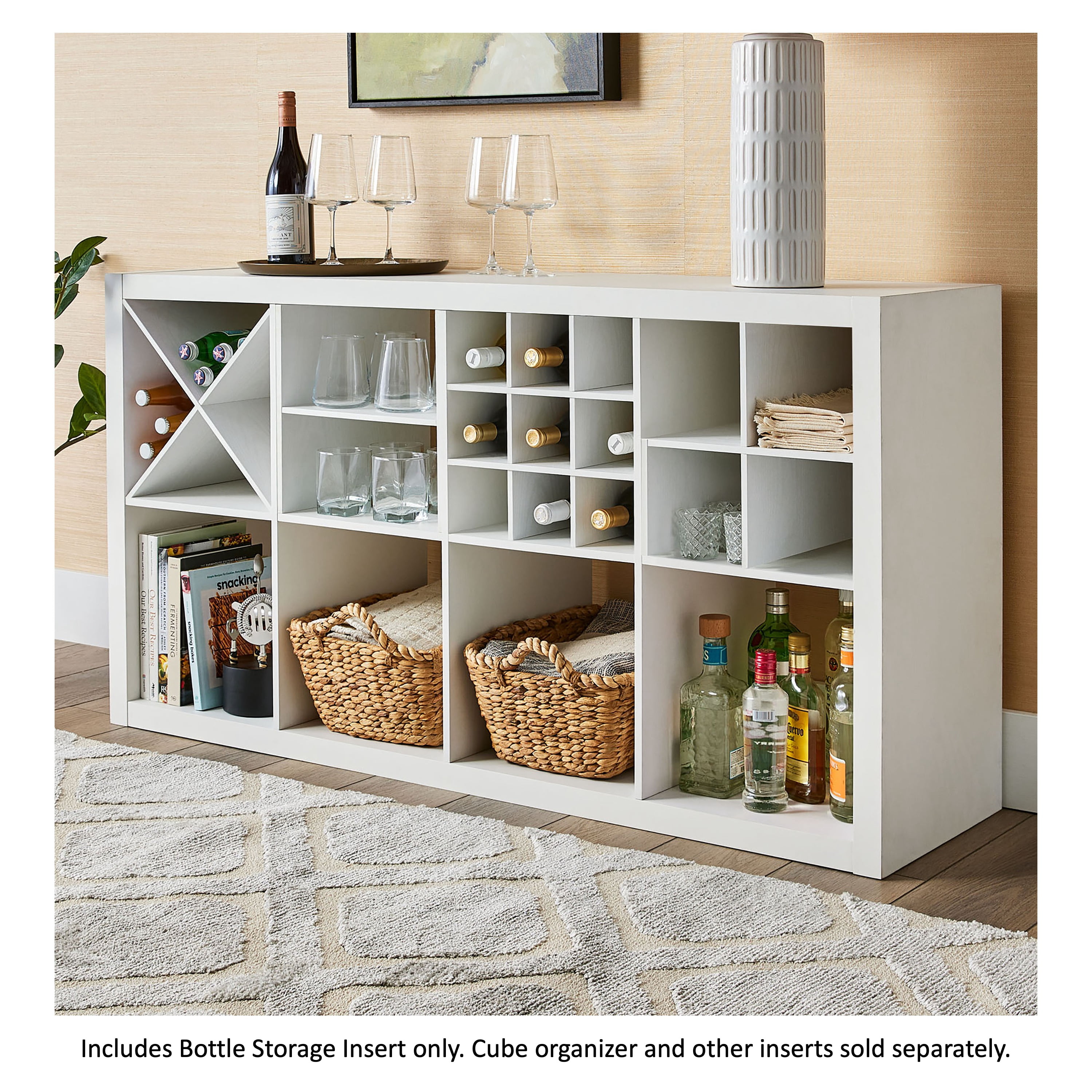 (4 pack) Better Homes & Gardens Bottle Storage Insert for Cube Organizers, White Texture
