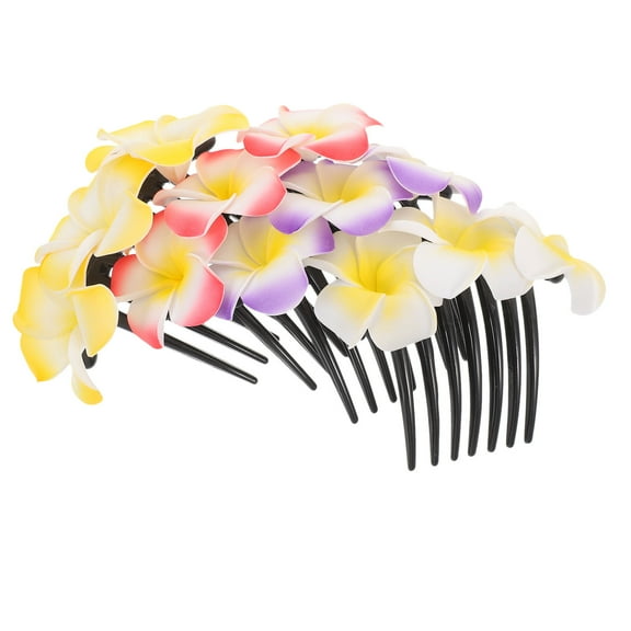 Mobestech 4pcs Hawaiian Flower Hair Combs for Women Plumeria Bun Accessories Decorative Hair Side Combs
