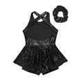thumbnail image 4 of Haitryli Kids Girls Sequins Ballet Jazz Latin Dance Dress Tutu Leotard with Hair Scrunchie Dancewear Black 8, 4 of 6