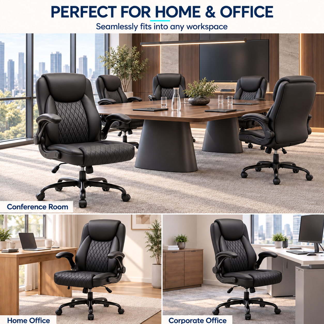 CloudRest Pro Ergonomic Office Chair, High-Back, Black Leather photo 8