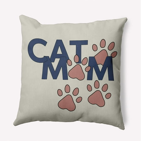 20" x 20" Simply Daisy Cat Mom Indoor/Outdoor Pillow, Mauve Qty 1