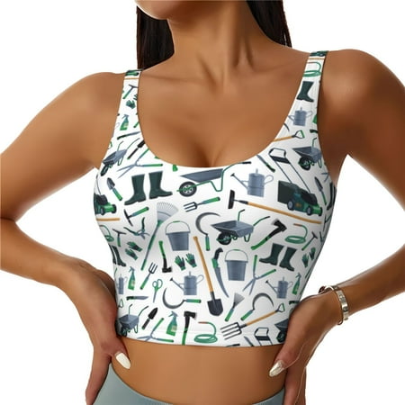 Jgfou Modern Industry Print Womens Sports Bra - Padded Workout Sports Bras Crop Tank Top