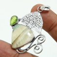 thumbnail image 2 of Fluorite Peridot Gemstone Handmade Fashion Ethnic Pendant Jewelry 2.1" SA 6676, 2 of 2