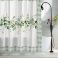 thumbnail image 2 of Eucalyptus Leaves Shower Curtain Set, Waterproof Shower Curtains for Bathroom, Sage Green Plaid Watercolor Washable Fabric Cloth Bath Curtain for Bathtub Decoration with Hooks 60x72 Inches, 2 of 9