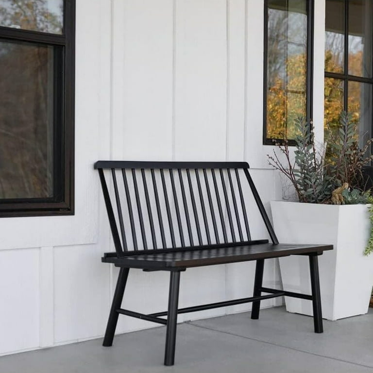 Jack Post Wooden Outdoor Farmhouse Bench Black Superior Hardwood for Garden Patio Walmart