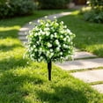 thumbnail image 5 of 17.7" White Artificial Camellia Bush with Ground Stake, UV & Waterproof Outdoor Garden Decor, 5 of 9