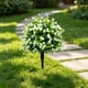 thumbnail image 5 of Ramo artificial de camelias con hojas de helecho | Adorno decorativo para patio o jardín | Flores artificiales sin mantenimiento para césped, macizos y jardineras, 5 of 9