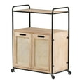thumbnail image 4 of LuxenHome Natural Wood Laundry and Storage Cart, 4 of 5