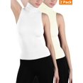 thumbnail image 1 of 2-Pack Women Sleeveless Ribbed Mock Neck Turtleneck Shirt Slim Fitted Body Shape Tank Top, 1 of 2
