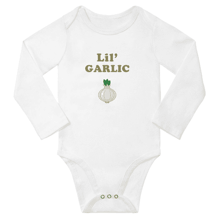 

Cute Baby Clothes Lil Garlic Vegetable Funny Unisex (White 18-24 Months)