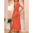 thumbnail image 5 of Cover Ups for Swimwear Women Casual See Through Crochet Mesh Bathing Suit Dress Summer Orange Color XL, 5 of 6