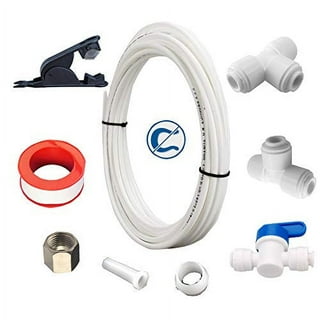 EZRODI All-In-One Ice Maker Water Line Kit Do-It-Yourself Fridge Water Line Connection Kit, Clear, 1/2 inch Cold Water Supply Line