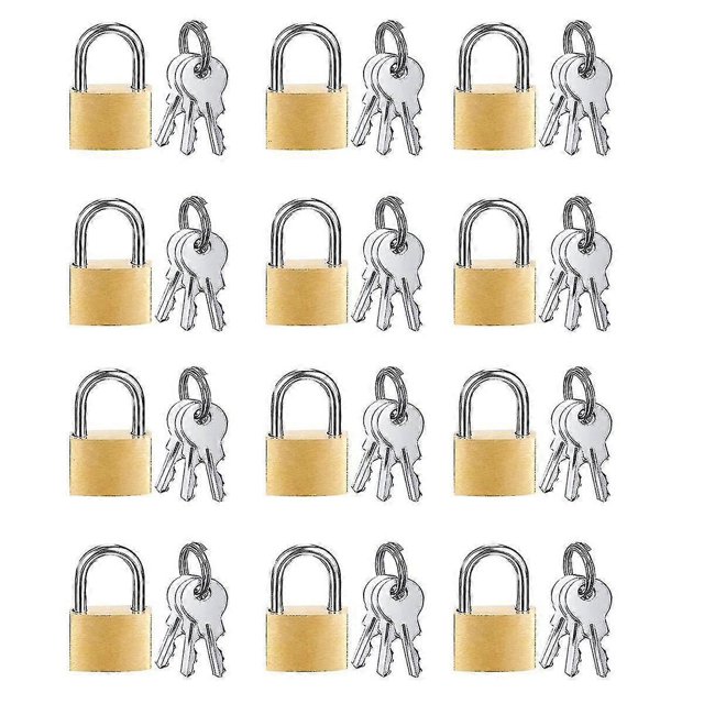 12 Pack Mini Padlock Small Padlock Solid Brass Locks With 3 Key For Luggage Lock,backpack,gym Locke