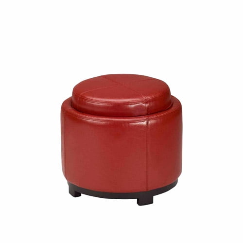 Safavieh Chelsea Modern Glam Round Tray Storage Ottoman Com Safavieh Chelsea Modern Glam Round Tray, Round Red Ottoman Tray