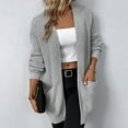 thumbnail image 2 of IROINNID Women's Cardigan Open Front Jacket Solid Color Long Sleeve Casual Pocket Knit Cardigan Sweater Coat Outerwear, Gray, 2 of 8