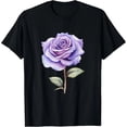 thumbnail image 1 of Playera de Mujer con Rosa Púrpura en Acuarela - Negro, Blanco, Regalo Ideal, 1 of 7