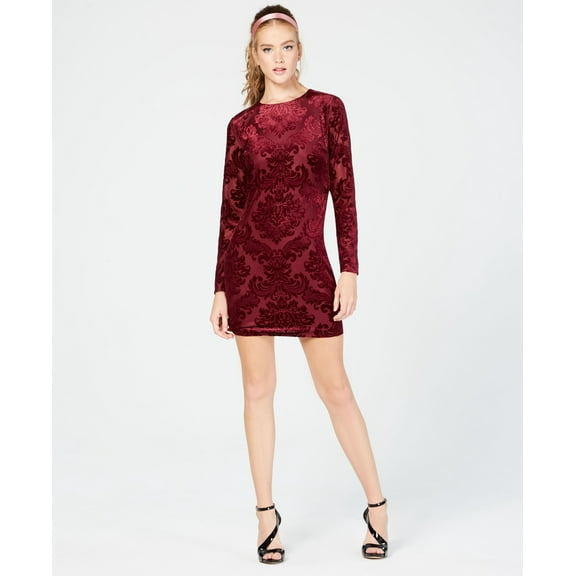 B Darlin Juniors Velvet Bodycon Dress Burgundy 9/10