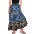 thumbnail image 3 of INSPIRE CHIC Women's Boho Floral Smocked High Waist A-Line Maxi Skirts S Dark Blue, 3 of 6