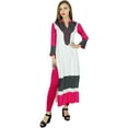 thumbnail image 5 of Bimba Women White Rayon Kurta Kurti Long Sleeve Formal Indian Ethnic Boho Blouse, 5 of 7