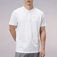 thumbnail image 2 of QQAMB Men's Tennis Shirts Plus Size Quick Dry Lightweight Collarless Short Sleeve Shirt for Men White 2XL, 2 of 8