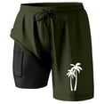 thumbnail image 3 of Men Swim Trunk Coconut Trees Pattern Quick Dry Bathing Suit Swimming Board Shorts Mesh Lining Army Green L, 3 of 4