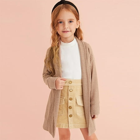 

Hunpta Toddler Kids Baby Girls Knitted Sweater Long Sleeve Cardigan Open Front Coats Fall Winter Solid Long Jacket