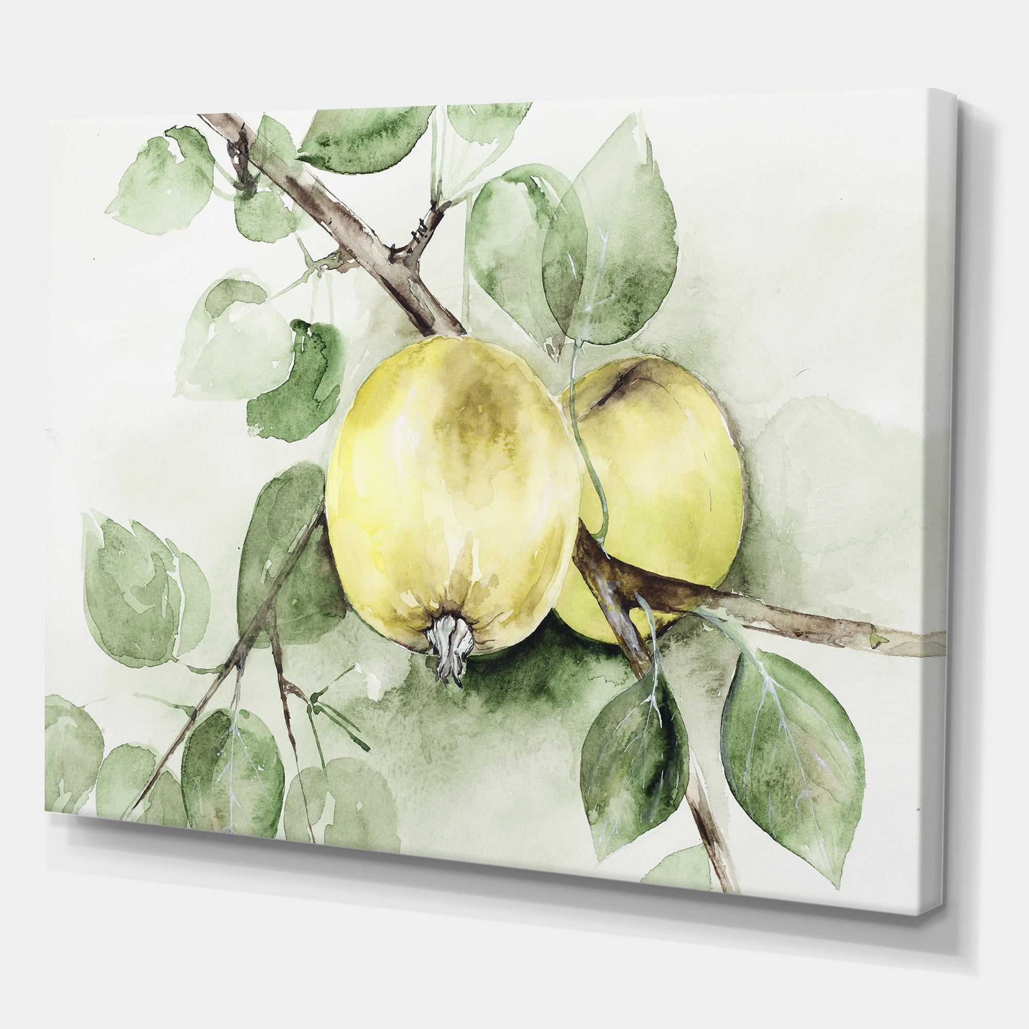 Designart ' Ancient Green Appels ' Farmhouse Canvas Wall Art Print