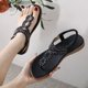 thumbnail image 4 of Sandalias vintage de fondo plano para mujer Zapatos antideslizantes para vacaciones de verano (36 negro), 4 of 9