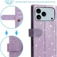 thumbnail image 3 of TECH CIRCLE for iPhone 17 Leather Wallet Case 9 Card Holder Slots Zipper Pocket Handbag Cover Magnetic Closure Kickstand with Wrist Strap TPU Shockproof Flip Cover for Women,Purple, 3 of 8
