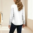 thumbnail image 3 of Long Sleeve Shirts for Women 2026 Spring Satin Button Down V Neck Lapel Collar Dressy Casual Office Work Blouse Tops, 3 of 7