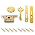 thumbnail image 1 of 2 Pack Mini Locks with Skeleton Key, Full Mortise Locks, Antique Lock for Jewelry Box, Wine Box & Cabinet, Golden, 1 of 7