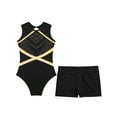 thumbnail image 4 of Yartina Justaucorps Scintillant de Gymnastique pour Filles, Combinaisons de Danse Ballet avec Short Sans Manches, Justaucorps de Tumbling, Tenue de Danse, Noir 16, 4 of 6