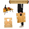 thumbnail image 4 of Mesa de picnic de vino al aire libre Mesa de picnic portátil plegable y bandeja de queso con disposición estable de alimentos Mesa de copas de vino de madera maciza para conciertos en el parque, 4 of 8