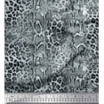 thumbnail image 1 of Soimoi Gray Moss Georgette Fabric Leopard & Snake Animal Skin Printed Fabric 1 Yard 42 Inch Wide, 1 of 3