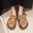 thumbnail image 2 of Brown Ladies Slippers Fur Lined Fleece Warm Thick Sole Autumn Winter Cozy Plush Insulated Non-Slip Soft Comfortable Casual Home Wear Shoes Size 36, 2 of 7