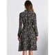 thumbnail image 4 of Vestido con cinturón y estampado floral vintage de manga larga y gasa con cuello anudado para mujer Negros S, 4 of 5